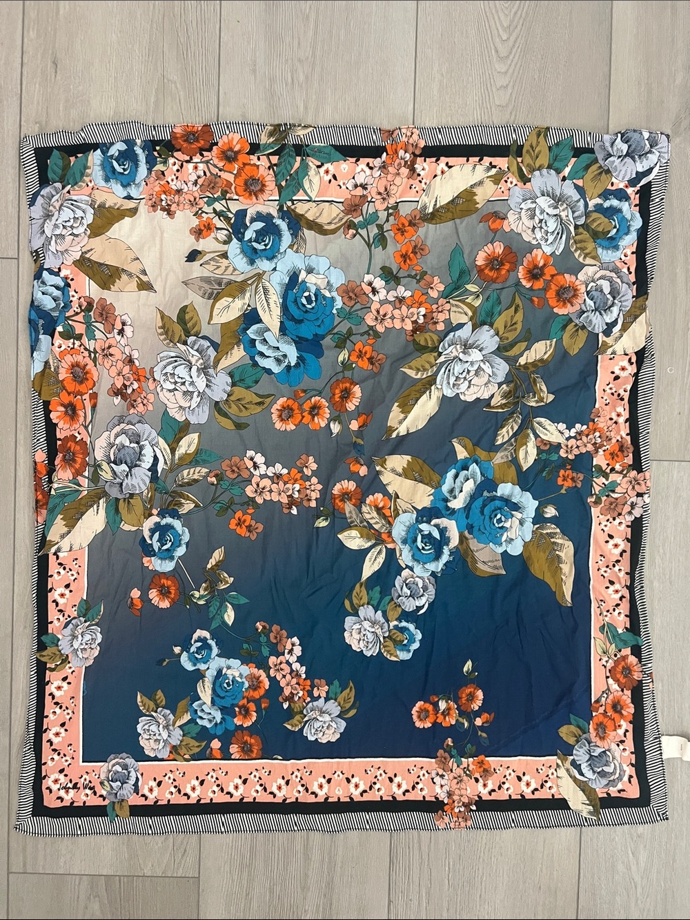 Johnny Was 100% Cotton Floral Scarf 31”x33”